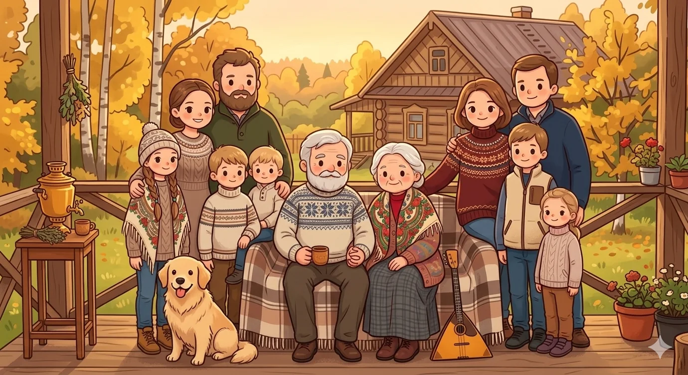 Kawaii chibi family photo anime generator example