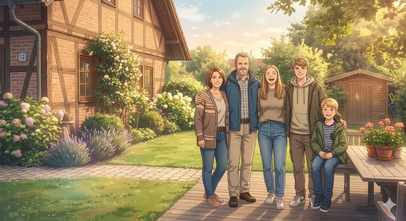 Slice-of-life anime family photo generator example