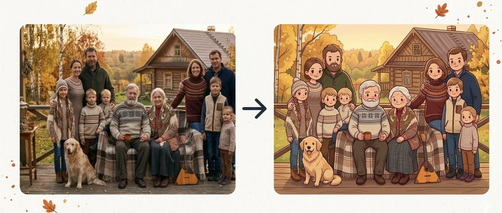 Kawaii chibi family photo anime generator portrait example