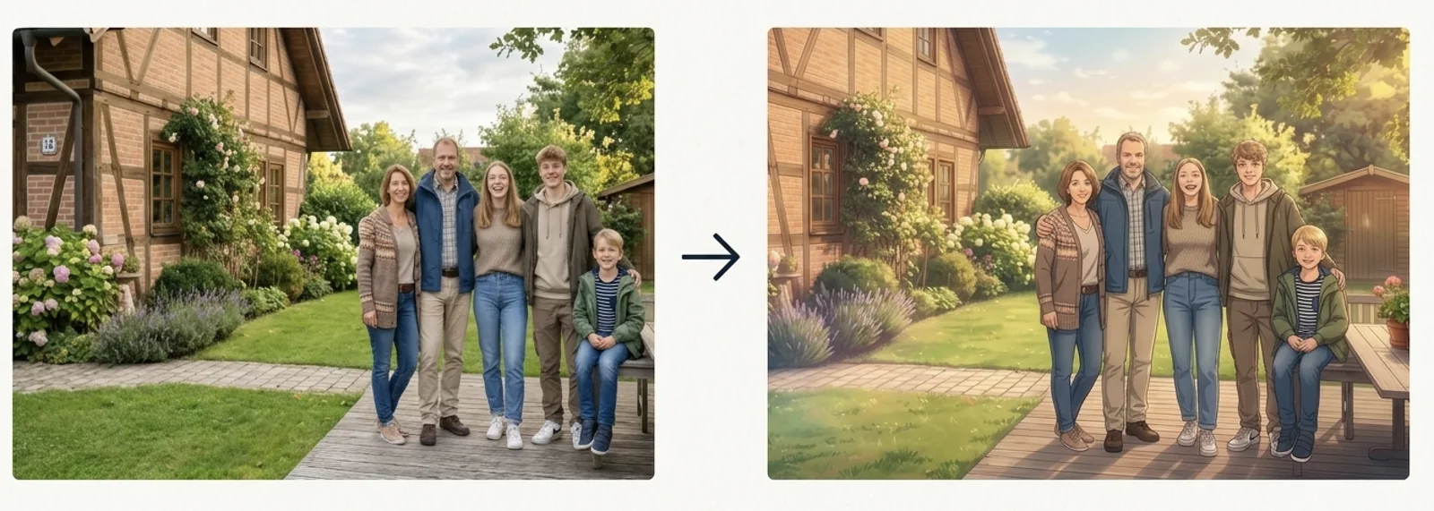 Slice-of-life anime family photo generator portrait example