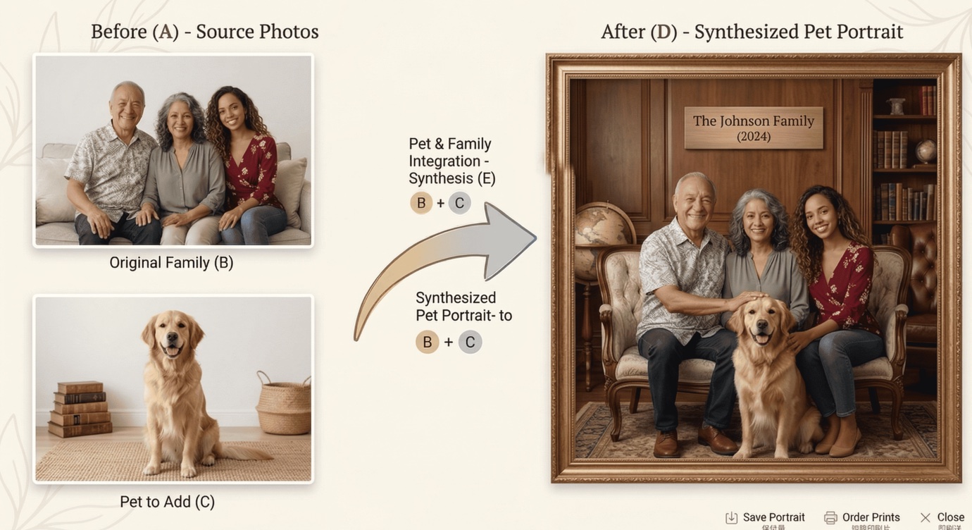 Add a missing person or pet to a family photo