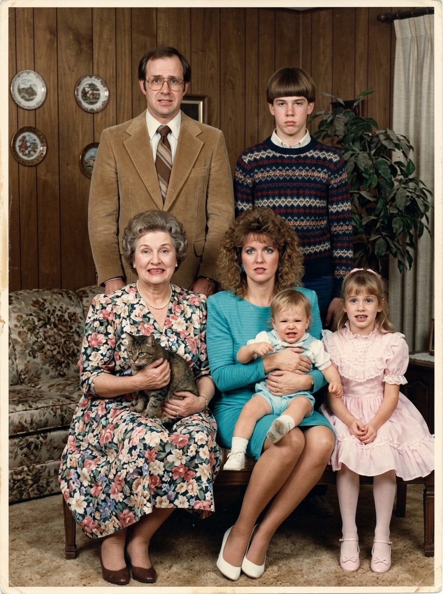 Awkward family photo idea for a reunion portrait