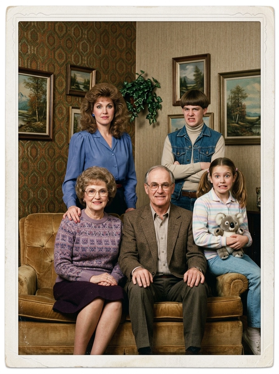 Awkward family photo idea with a retro keepsake look