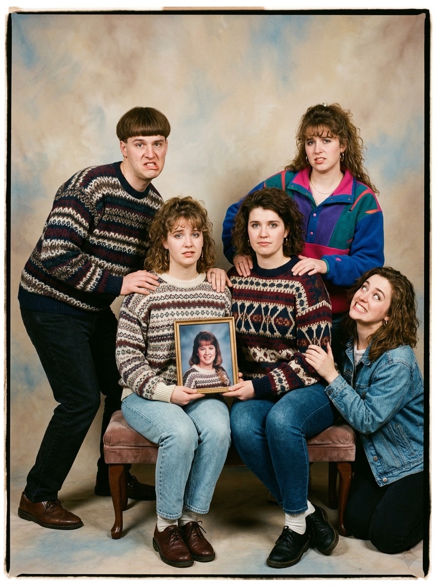 Awkward family photo idea for a sibling portrait