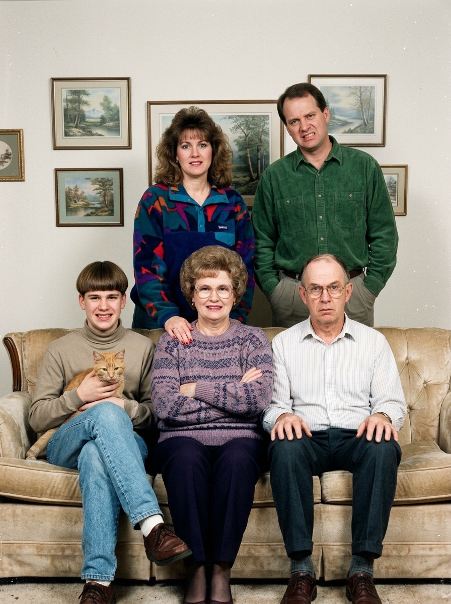 Awkward family photo idea for a vintage family portrait